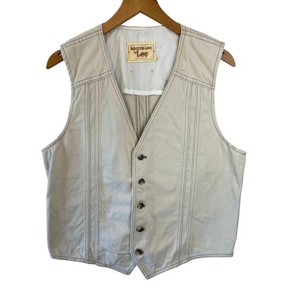 Lee Jackets & Blazers - VTG Separate-Lees By Lee Ivory Denim Button Up Vest Large Western Wear